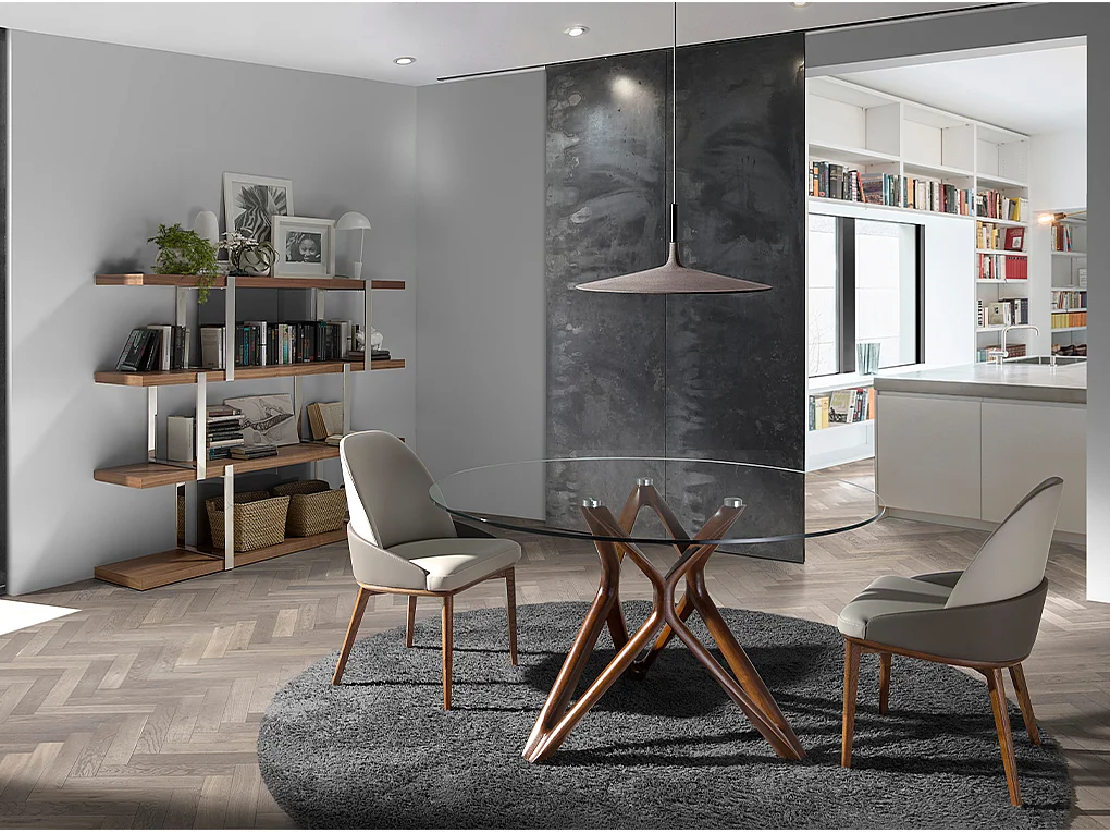 Etagère en noyer avec cloisons en verre noir 3136 ANGEL CERDA