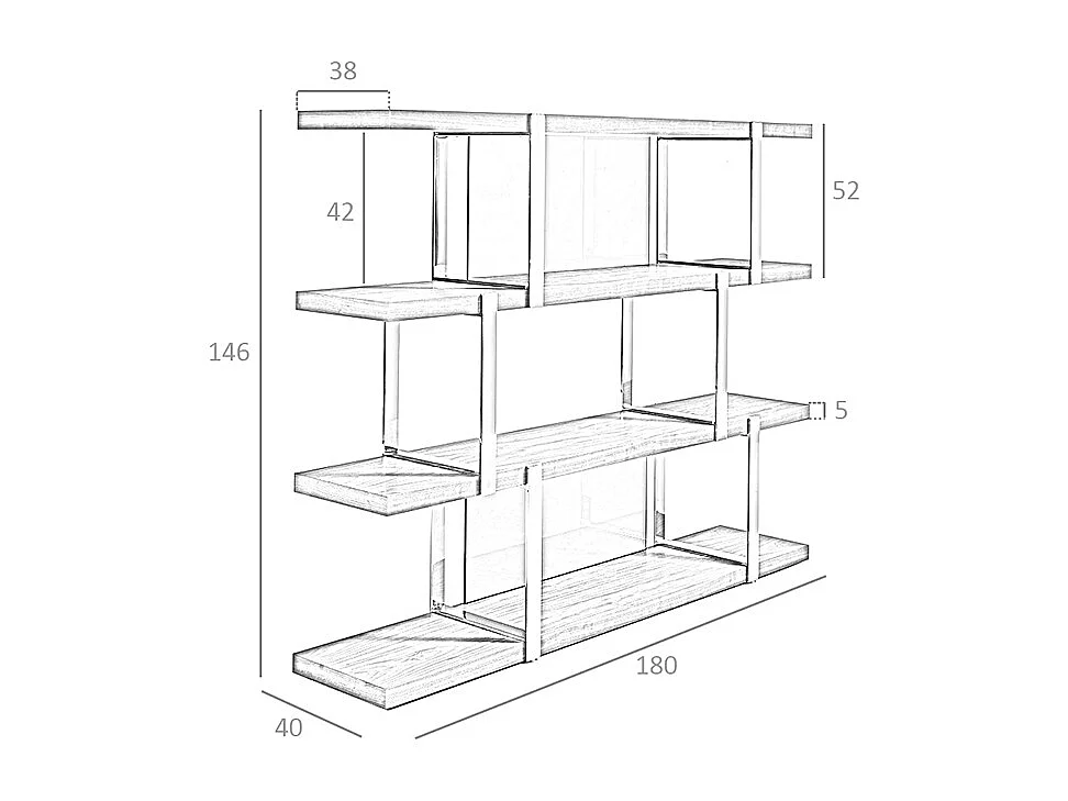 Etagère en noyer avec cloisons en verre noir 3136 ANGEL CERDA