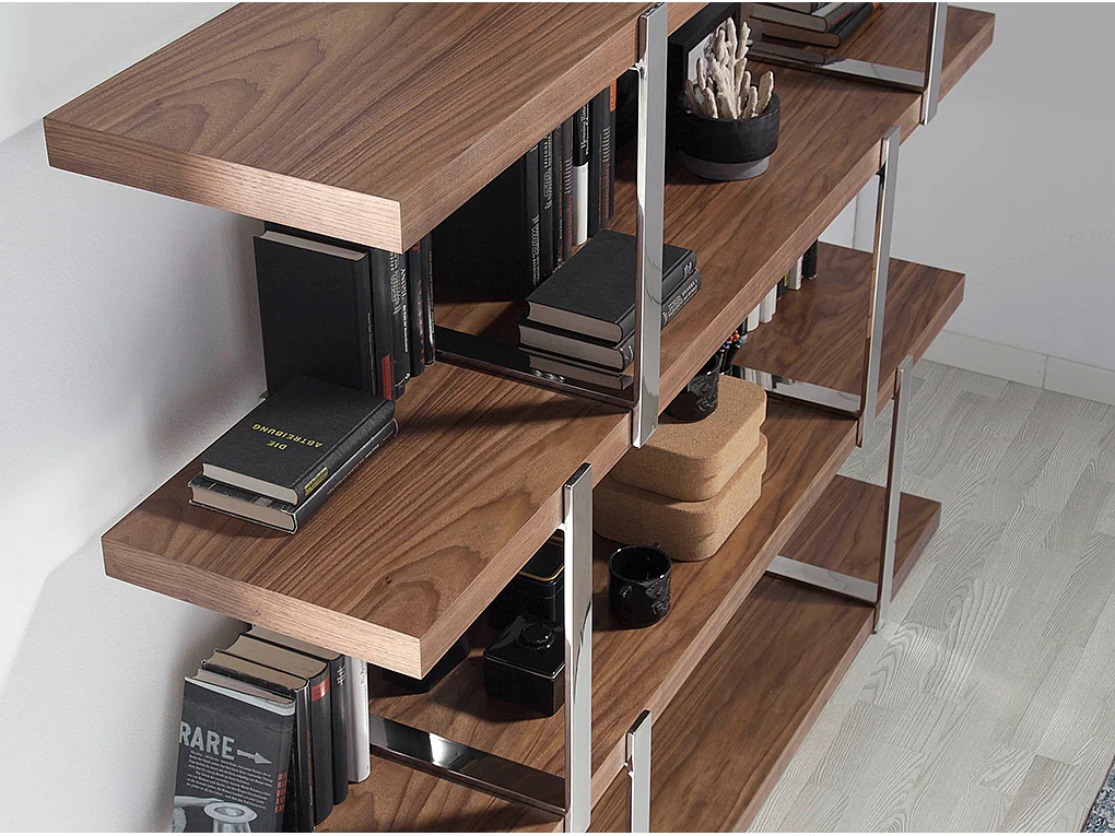 Bücherregal aus Nussbaumholz mit schwarzen Glasfächern 3136 ANGEL CERDA
