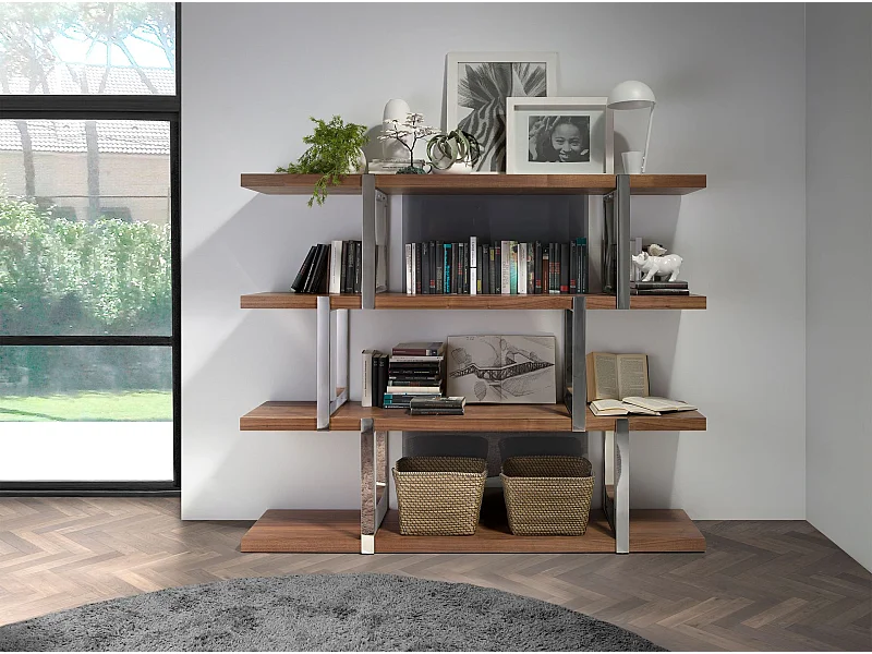 Etagère en noyer avec cloisons en verre noir 3136 ANGEL CERDA