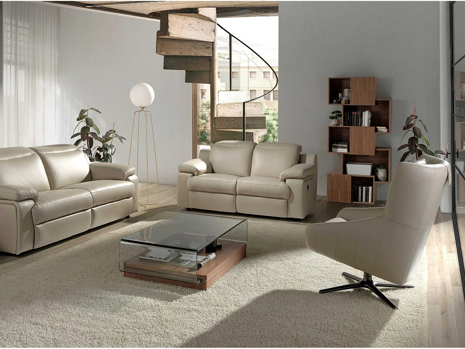 Scaffale in legno di noce con ante 3021 ANGEL CERDA