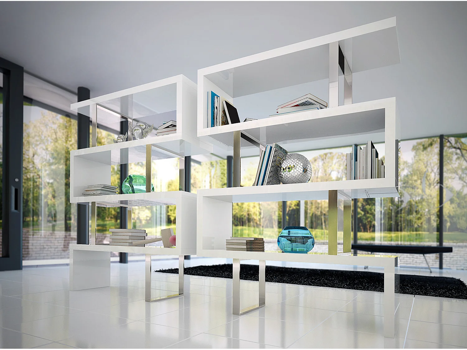 Witte en stalen boekenkast 3026 ANGEL CERDA