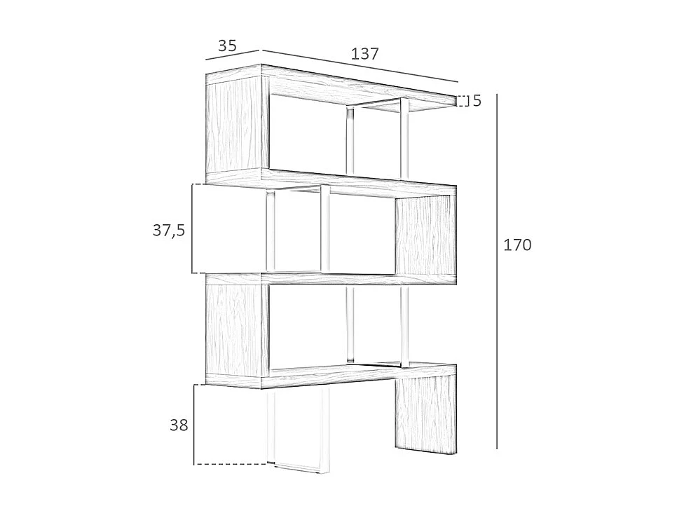 Étagères en noyer et en acier 3079 ANGEL CERDA