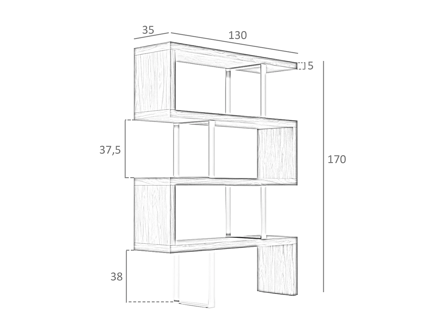 Étagères en noyer et en acier 3079 ANGEL CERDA