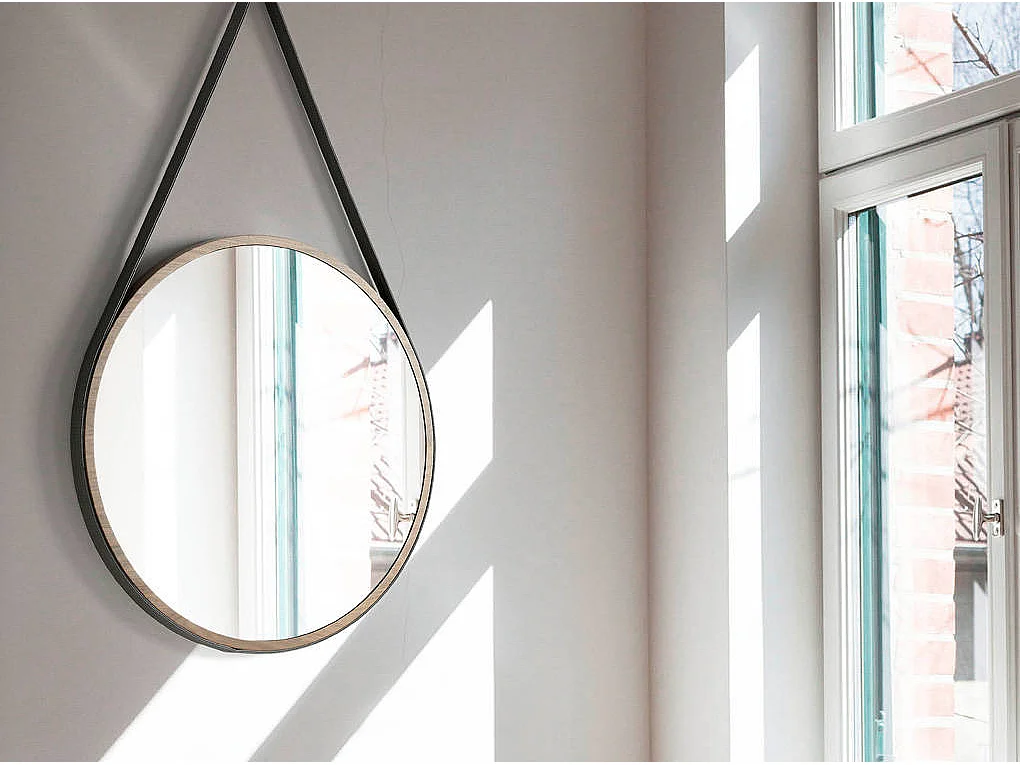 Miroir circulaire en bois de noyer 3038 ANGEL CERDA