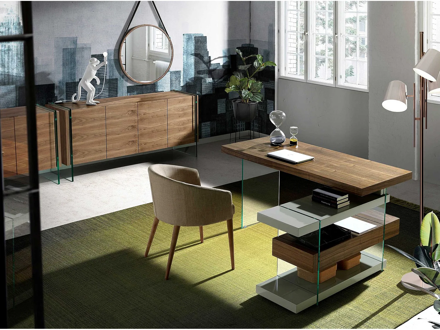 Miroir mural rond noyer 3038 ANGEL CERDA