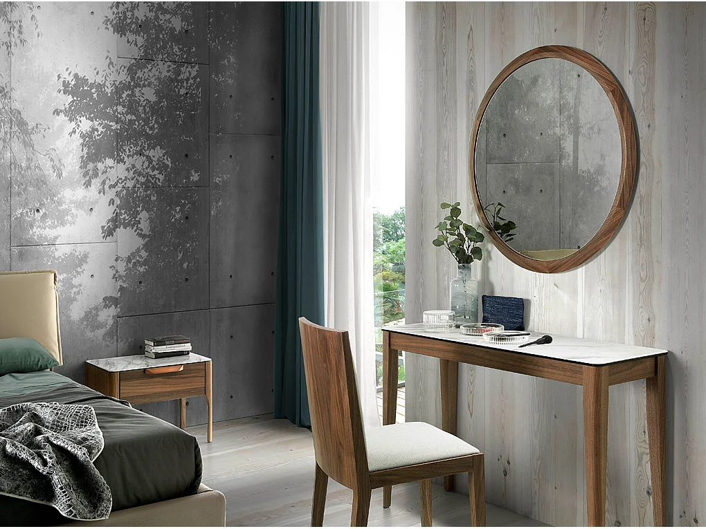 Miroir mural rond noyer 3084 ANGEL CERDA