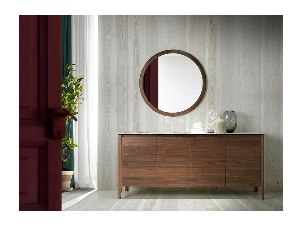 Ronde spiegel walnoot 3084 ANGEL CERDA