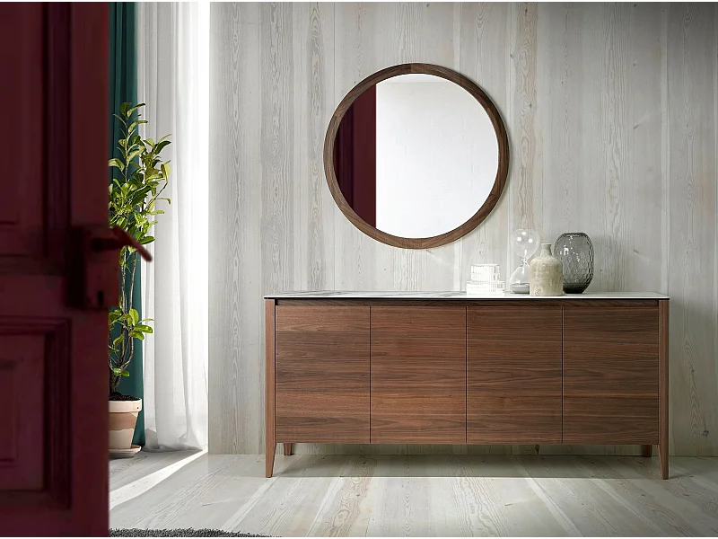 Miroir mural rond noyer 3084 ANGEL CERDA