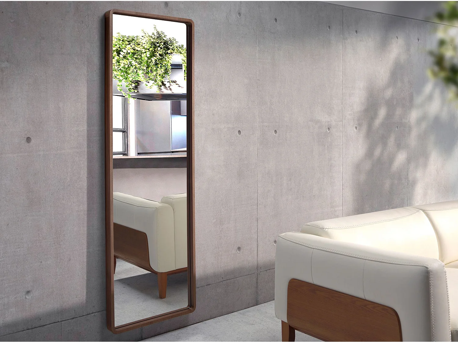 Prostokątne lustro ścienne z orzecha włoskiego 3036 ANGEL CERDA