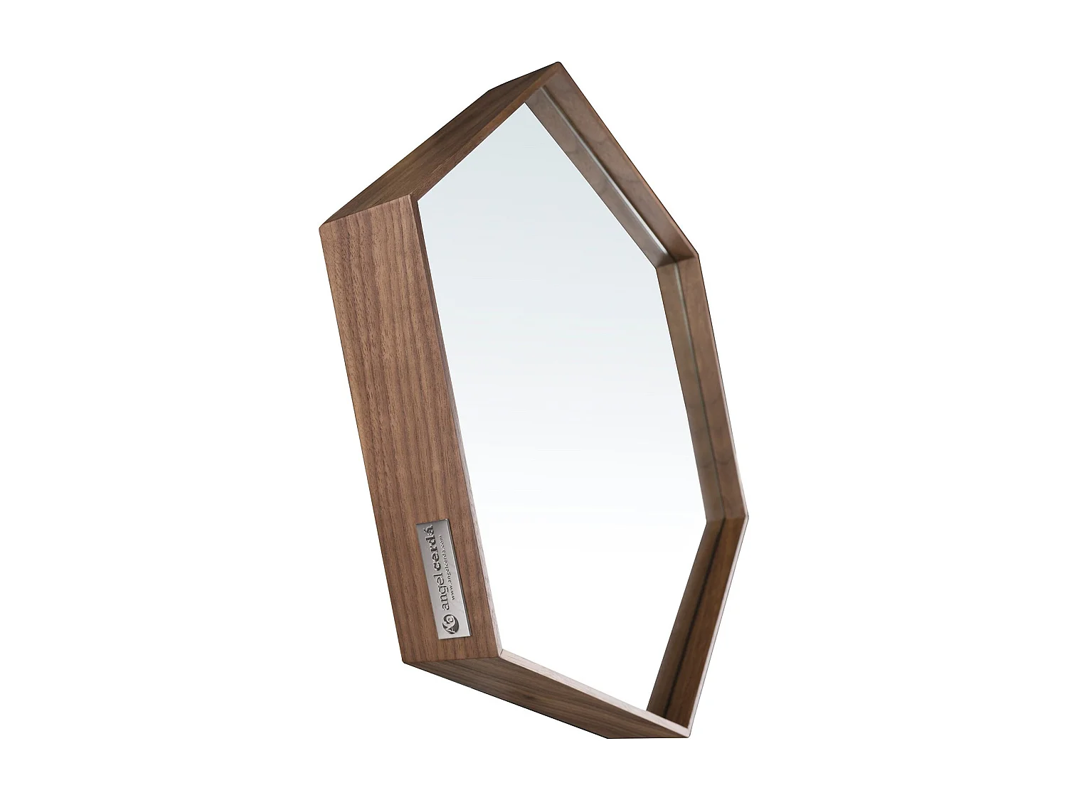 Walnoot zeshoekige wandspiegel 3039 ANGEL CERDA