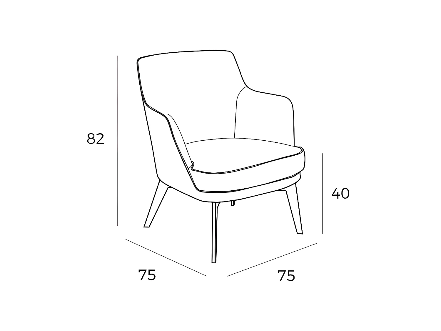 Sessel gepolsterter Stoff Hahnentritt  5011 ANGEL CERDA
