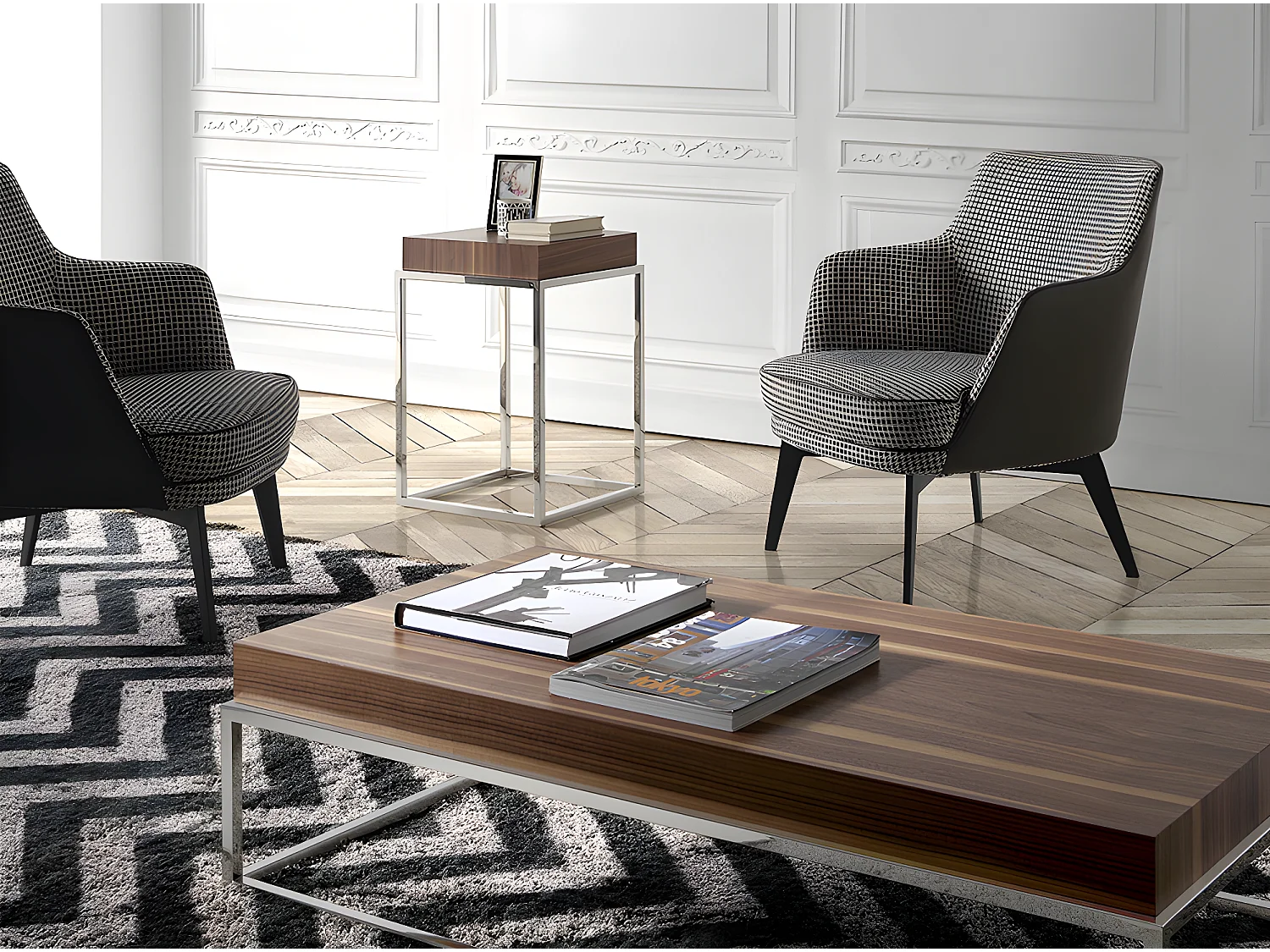 Sessel gepolsterter Stoff Hahnentritt  5011 ANGEL CERDA