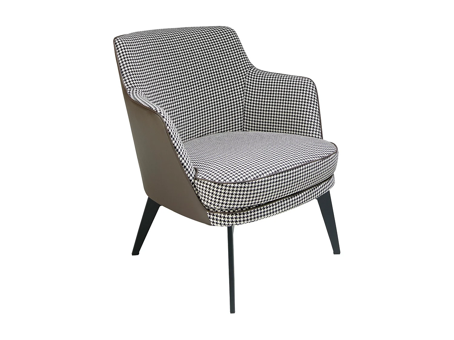 Fauteuil en similicuir brun chocolat et tissu noir et blanc 5011 ANGEL CERDA