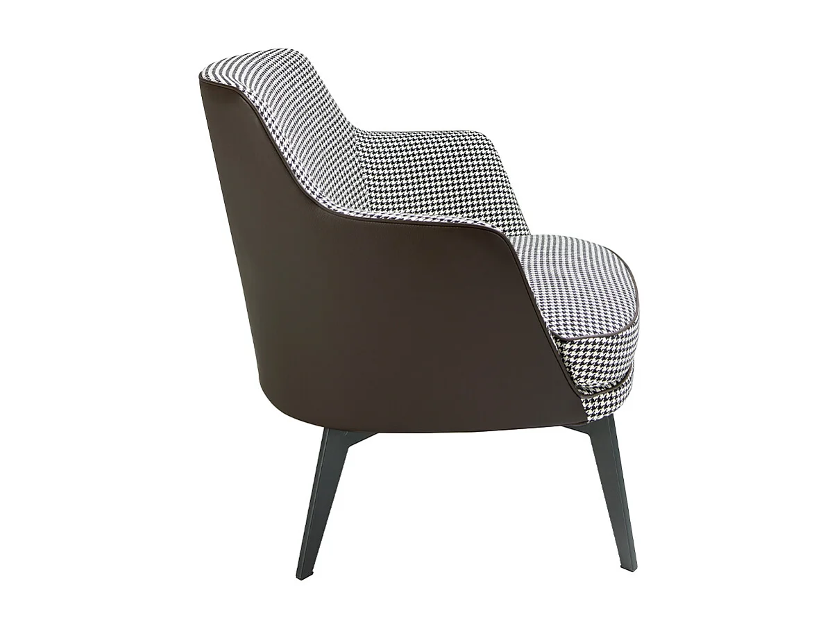 Fauteuil en similicuir brun chocolat et tissu noir et blanc 5011 ANGEL CERDA