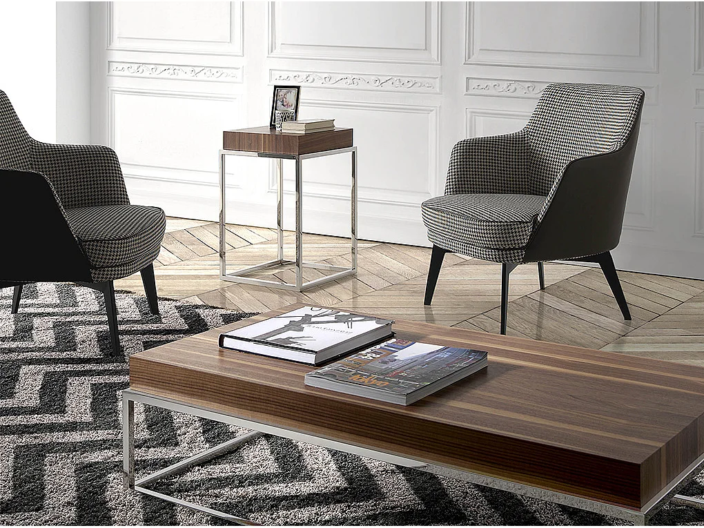 Fauteuil en similicuir brun chocolat et tissu noir et blanc 5011 ANGEL CERDA