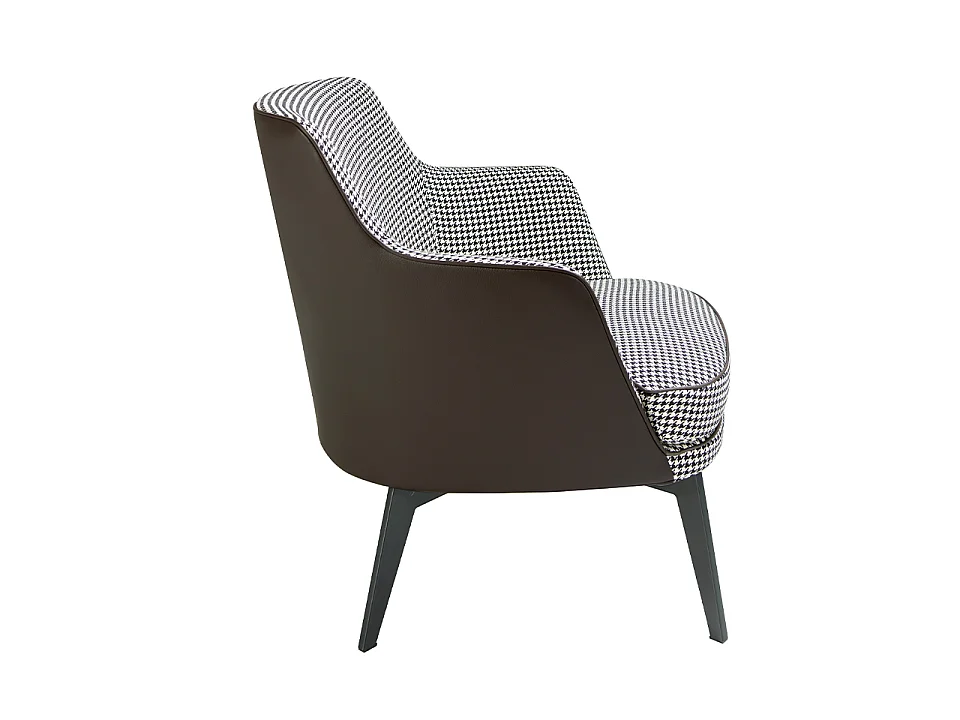 Fauteuil en similicuir brun chocolat et tissu noir et blanc 5011 ANGEL CERDA