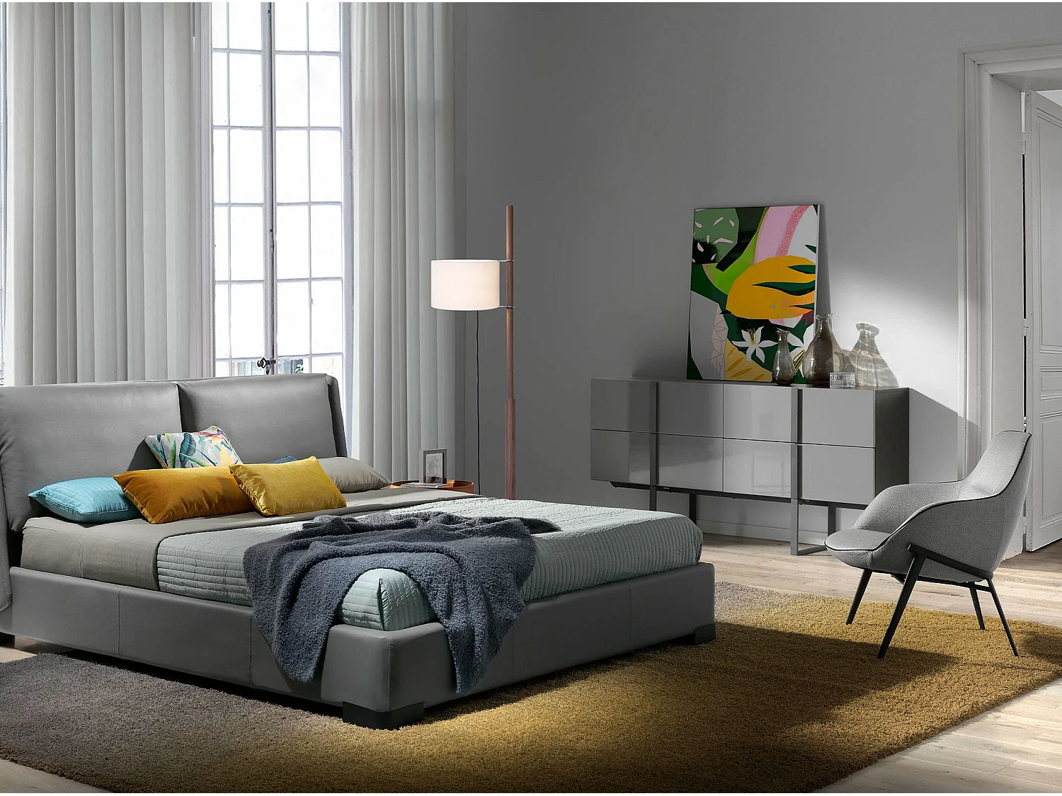 Fauteuil en tissu gris 5065 ANGEL CERDA