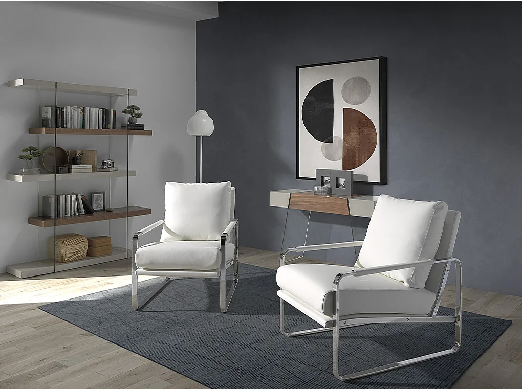 White leatherette armchair 5026 ANGEL CERDA