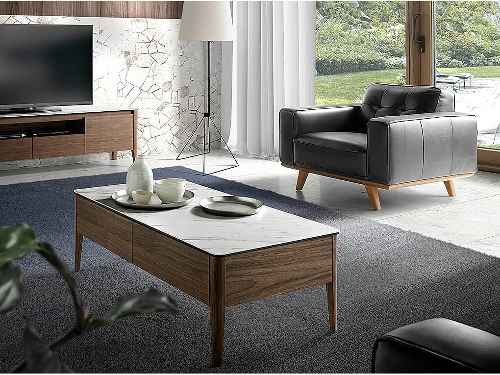 Fauteuil en cuir et pieds en bois 5037 ANGEL CERDA