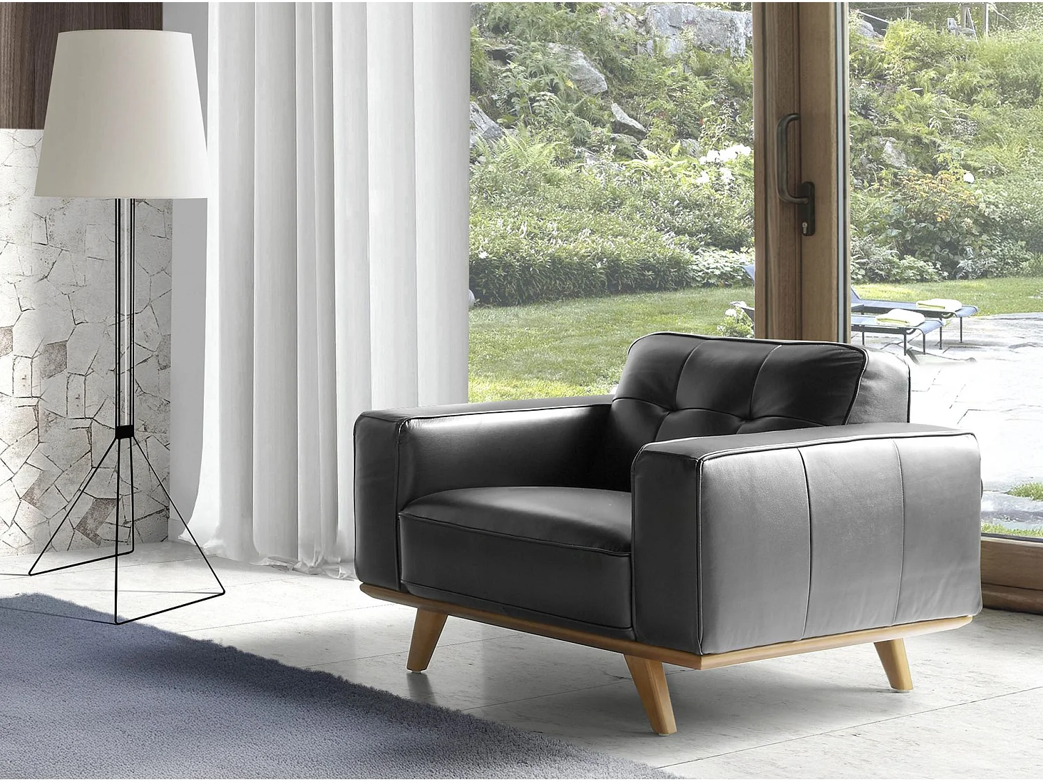 Fauteuil chester en cuir noir 5037 ANGEL CERDA