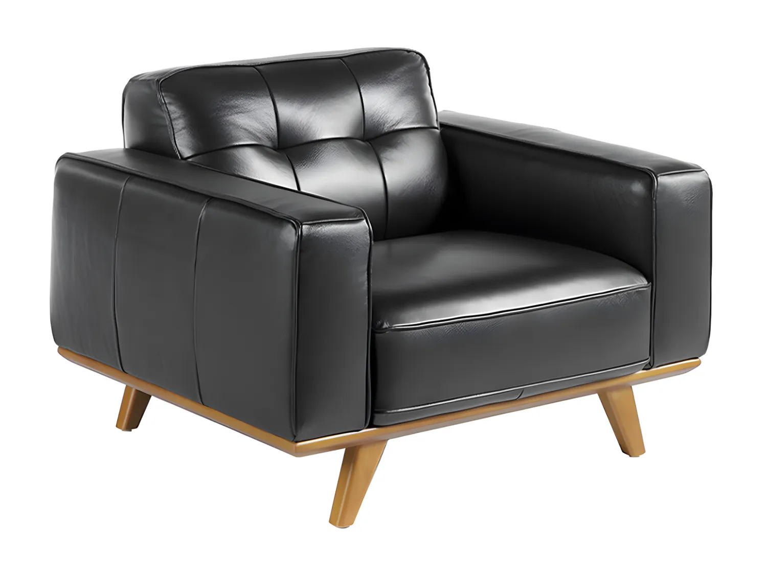 Fauteuil en cuir et pieds en bois 5037 ANGEL CERDA