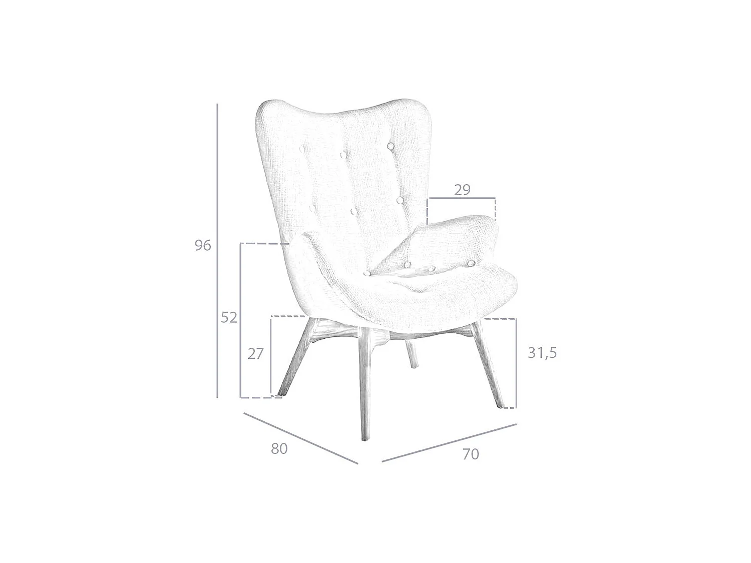 Fauteuil rembourré en tissu capitonné 5023 ANGEL CERDA