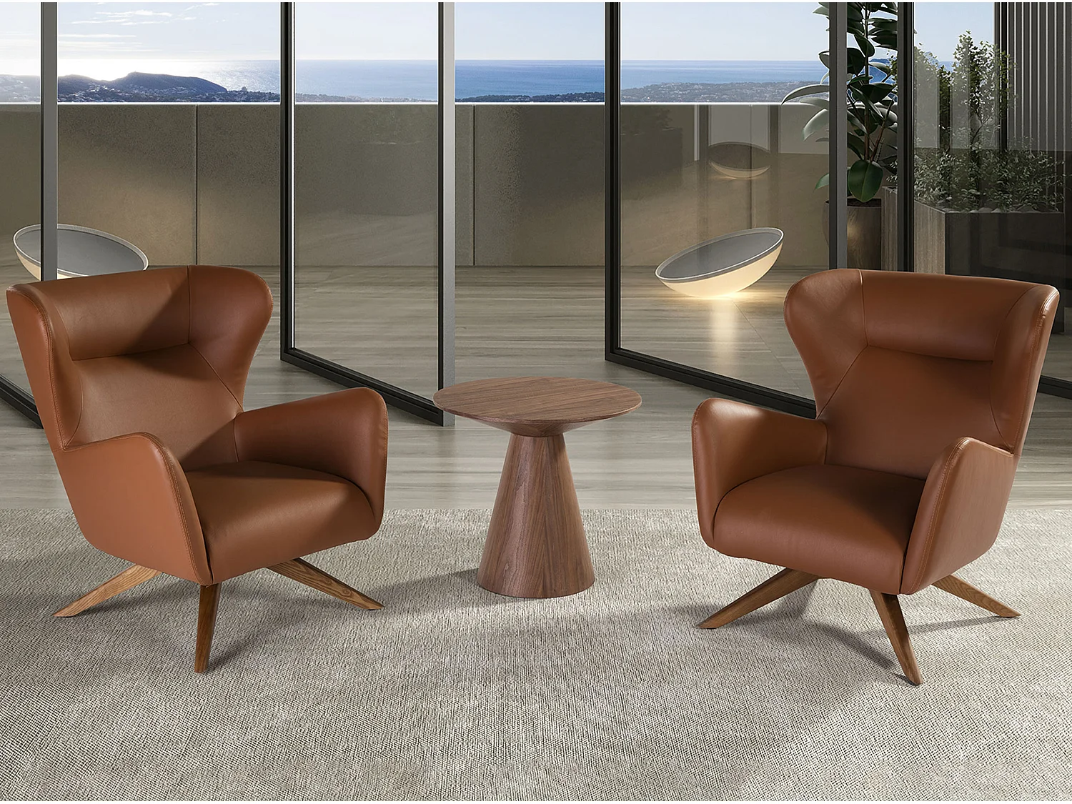 Fauteuil pivotant en similicuir marron 5038 ANGEL CERDA