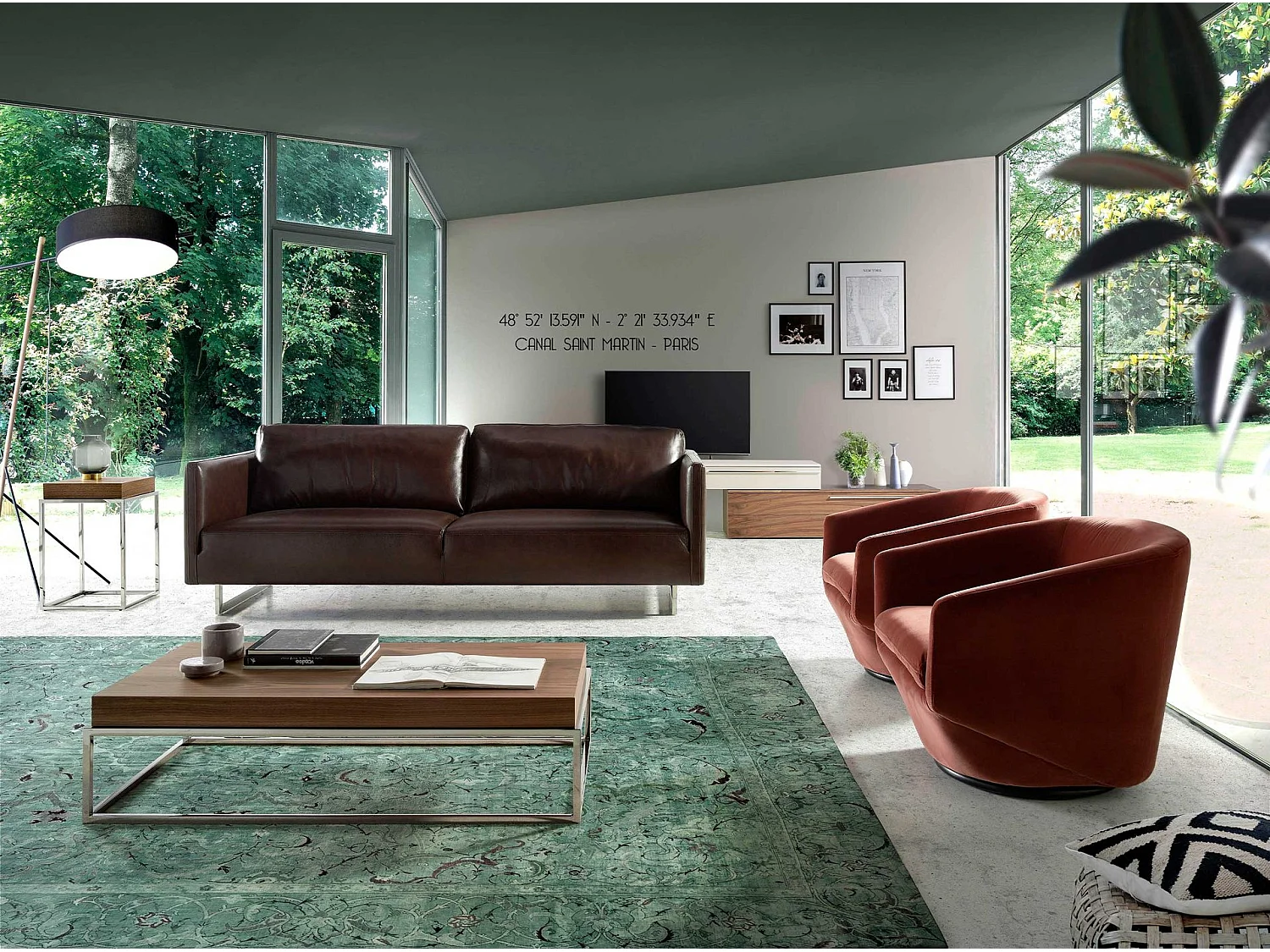 Fauteuil pivotant en velours pêche 5041 ANGEL CERDA