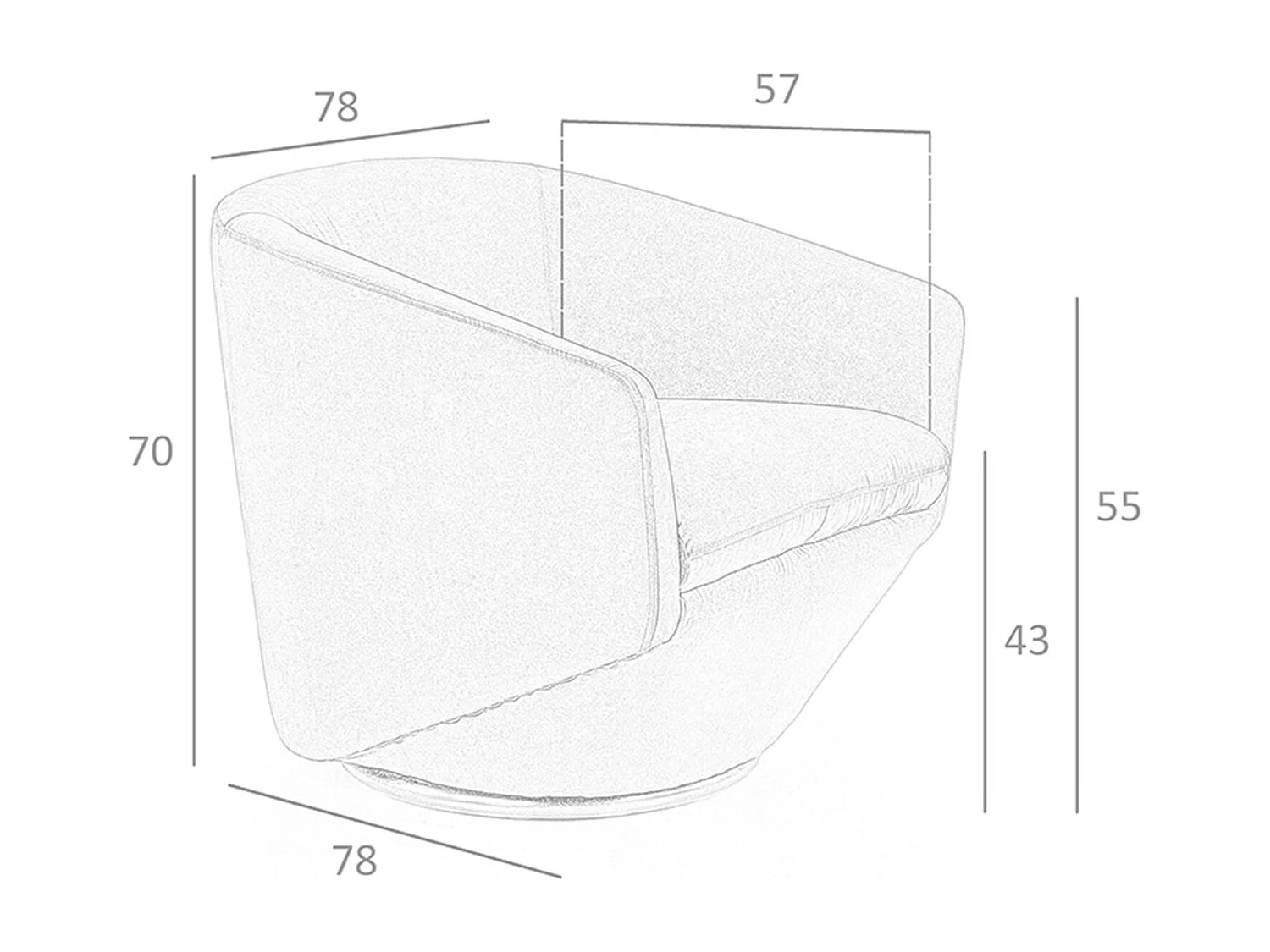 Fauteuil pivotant en velours pêche 5041 ANGEL CERDA