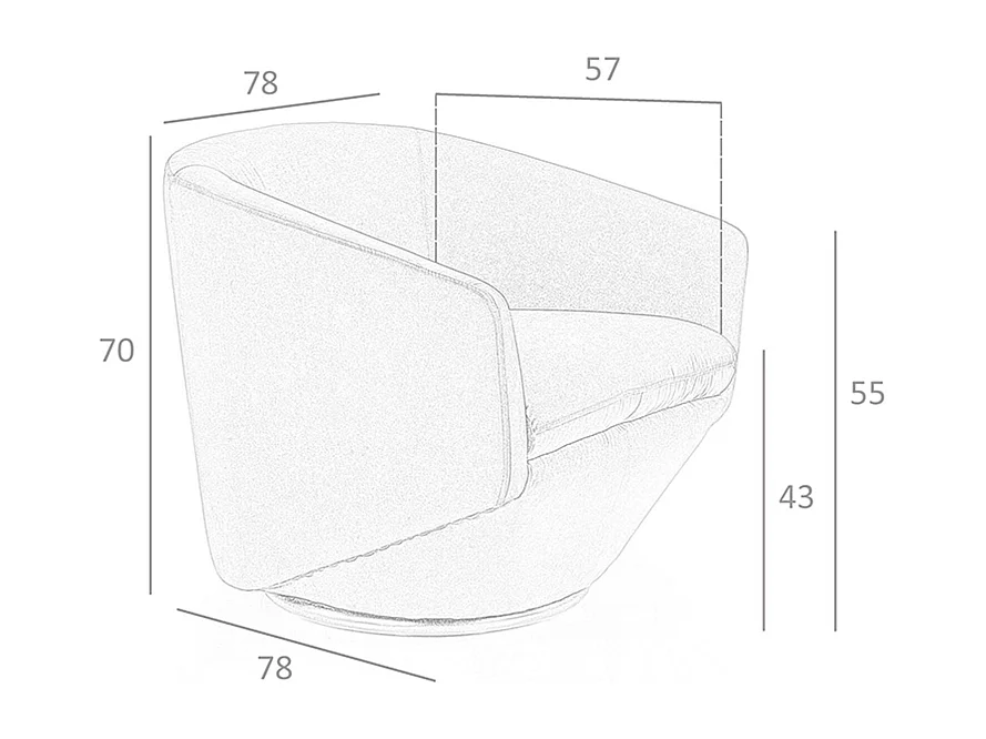 Fauteuil pivotant en velours pêche 5041 ANGEL CERDA