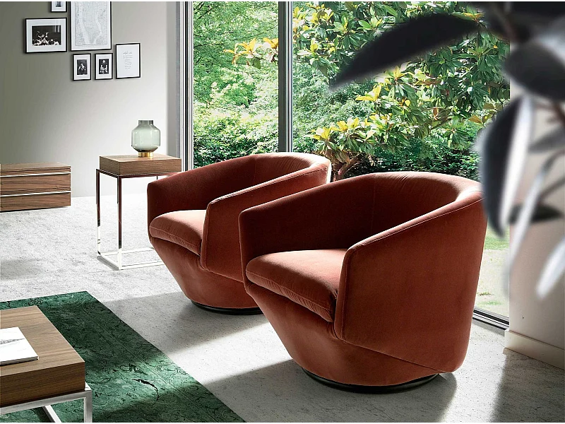 Fauteuil pivotant en velours pêche 5041 ANGEL CERDA