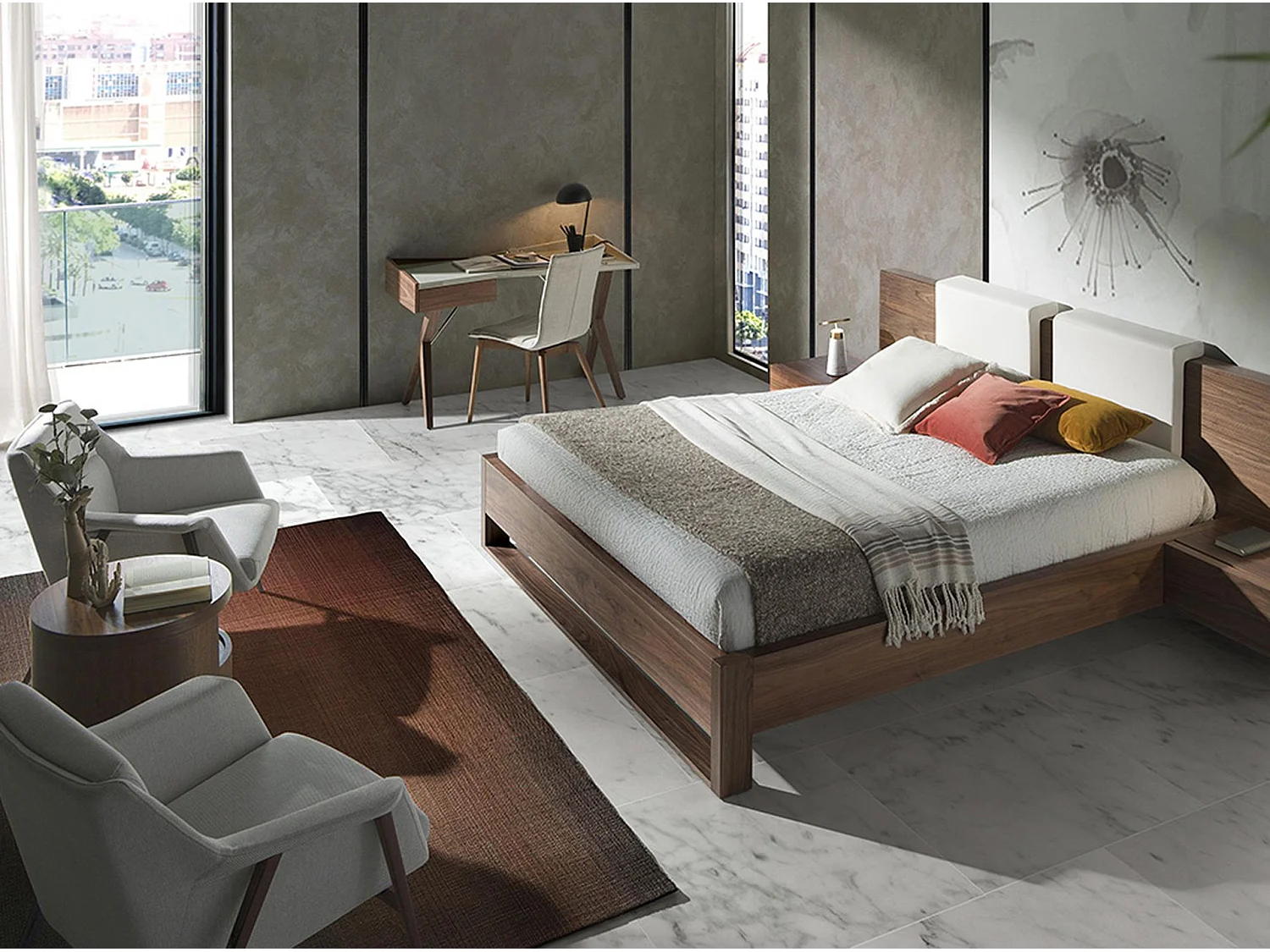 Fauteuil en tissu et pieds en acier brun 5010 ANGEL CERDA