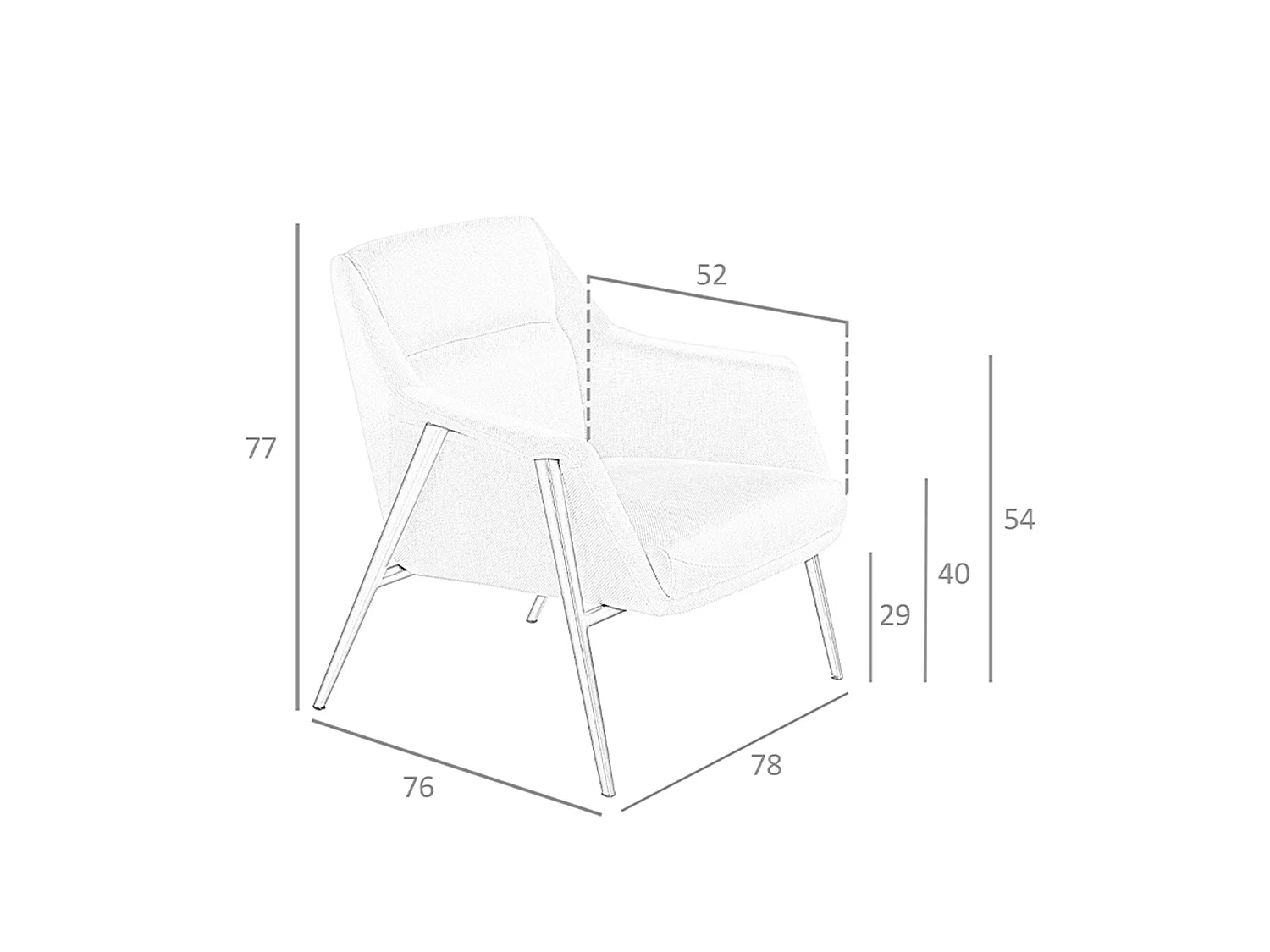 Fauteuil en tissu et pieds en acier brun 5010 ANGEL CERDA