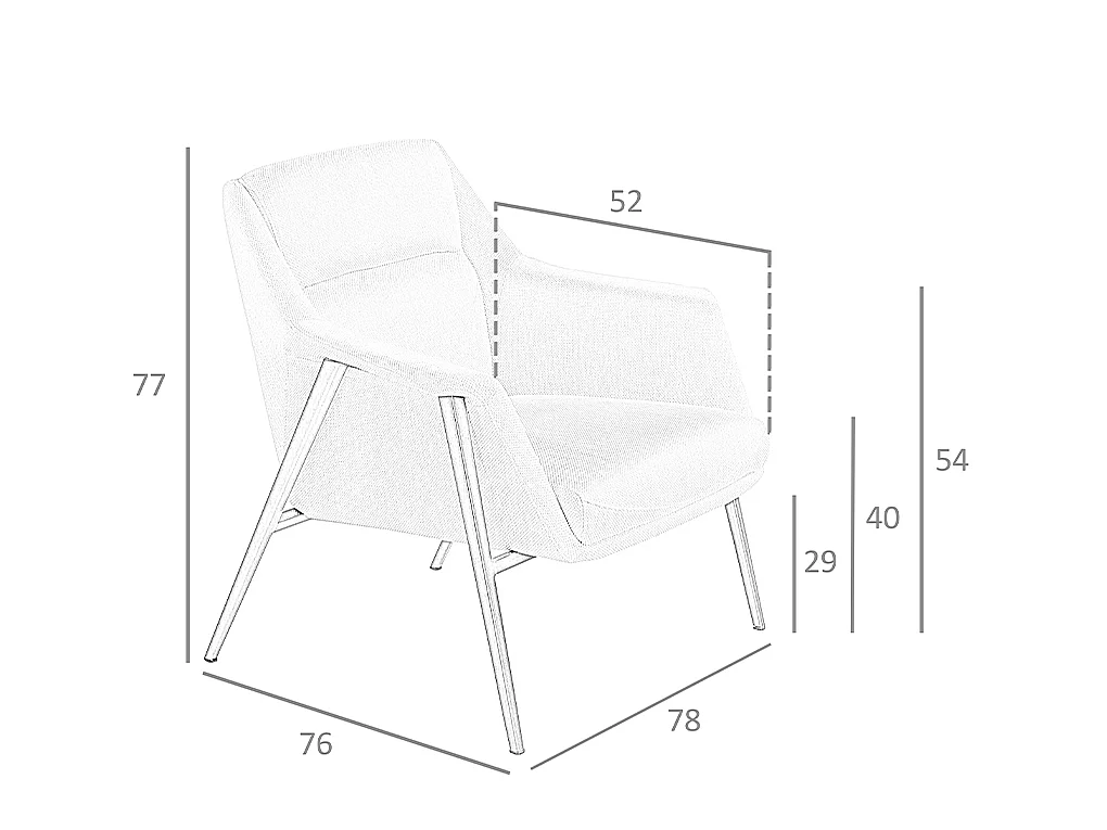 Fauteuil en tissu et pieds en acier brun 5010 ANGEL CERDA