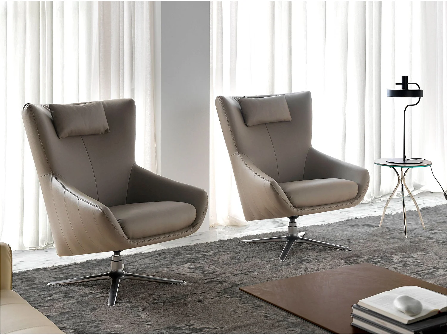 Fauteuil pivotant en similicuir taupe 5044 ANGEL CERDA