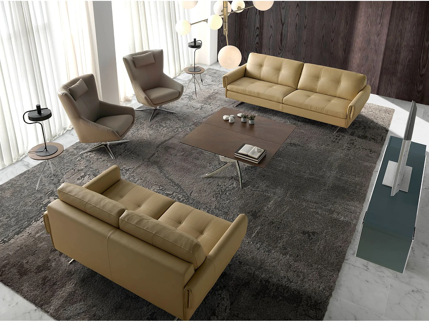 Fauteuil pivotant en similicuir taupe 5044 ANGEL CERDA