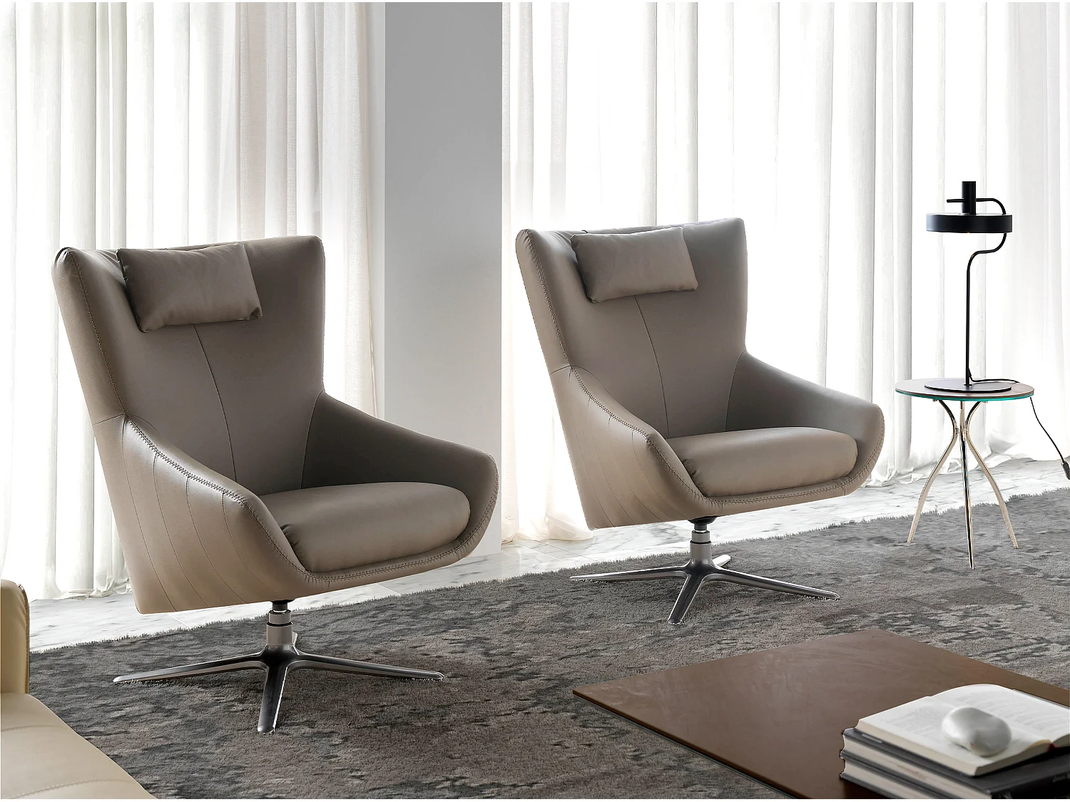 Nerzfarbener Öko-Leder-Drehsessel 5044 ANGEL CERDA