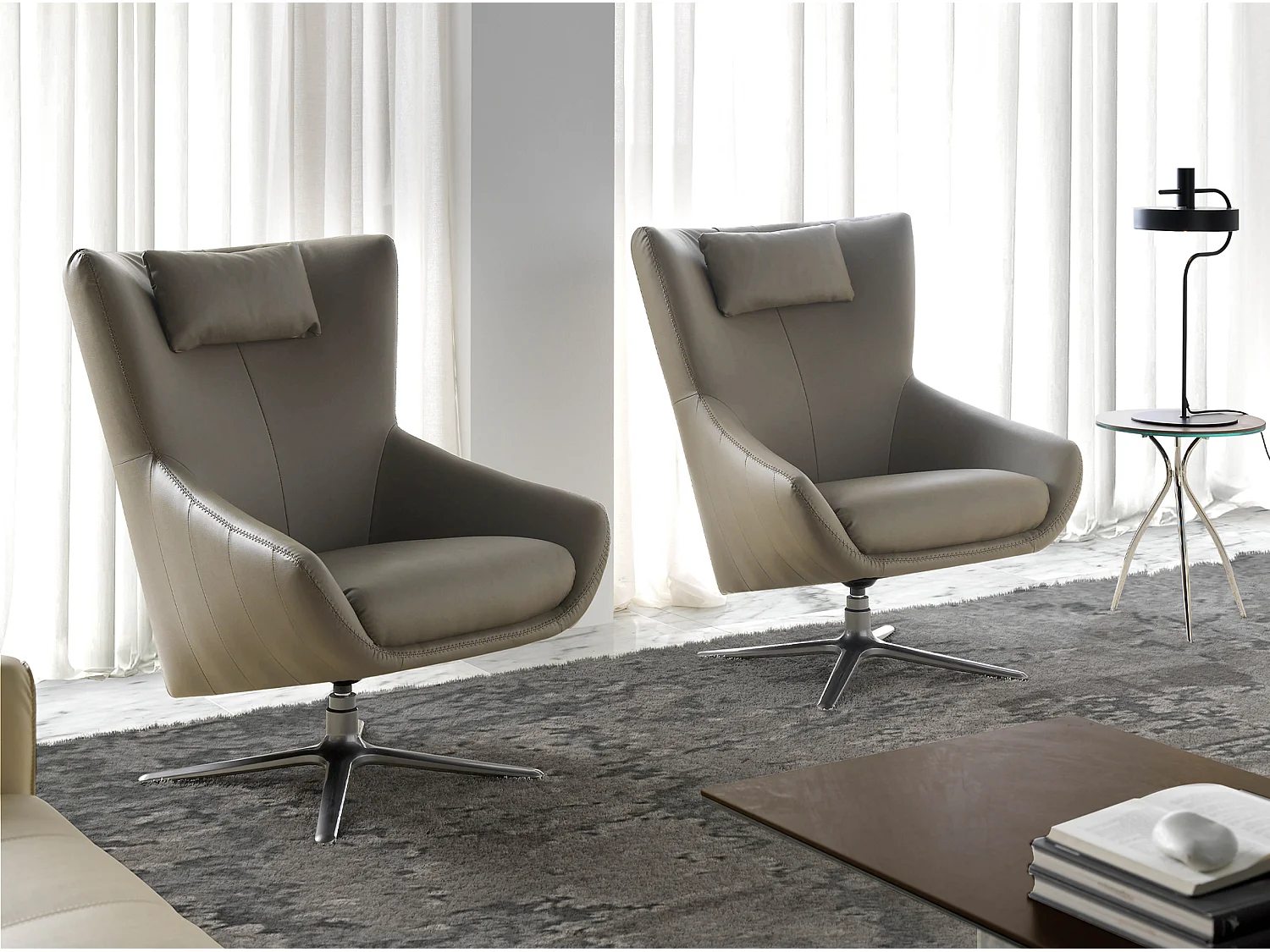 Fauteuil pivotant en similicuir taupe 5044 ANGEL CERDA