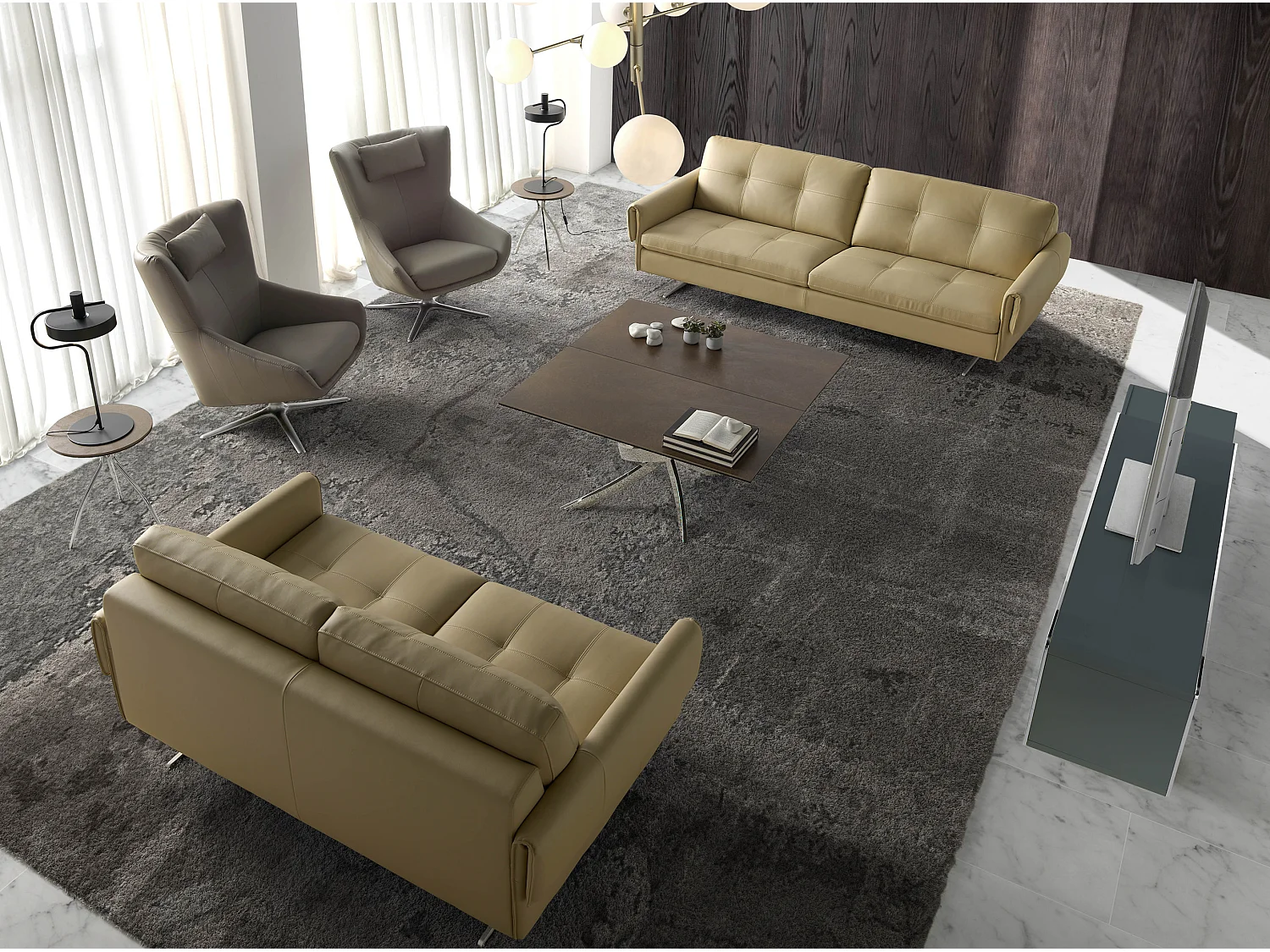 Fauteuil pivotant en similicuir taupe 5044 ANGEL CERDA