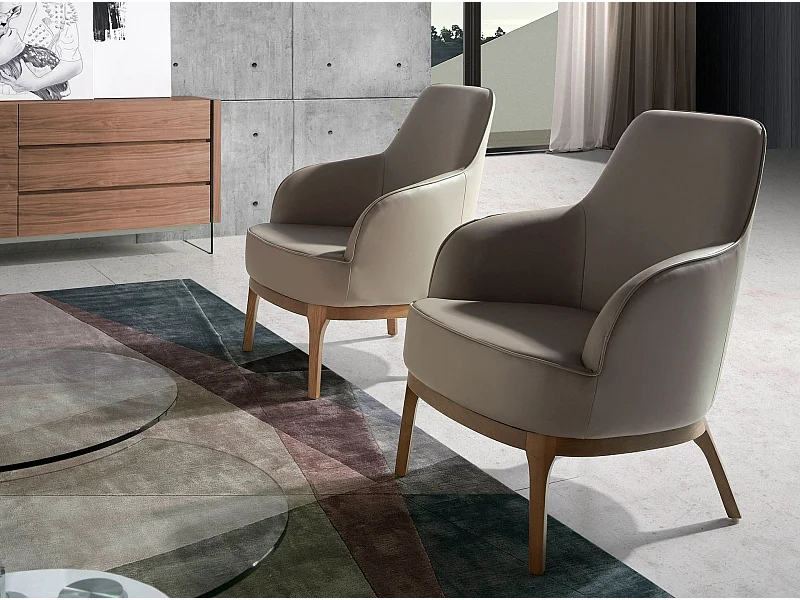 Fauteuil pivotant en similicuir gris taupe 5043 ANGEL CERDA