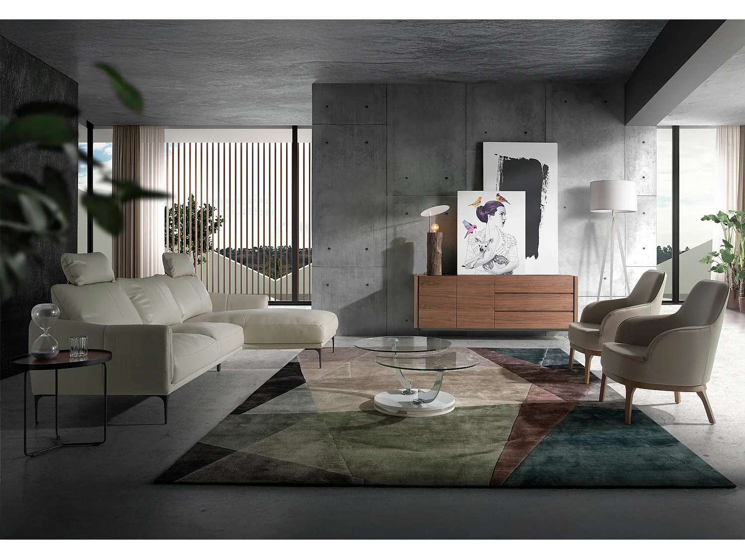 Poltrona rivestita in similpelle e gambe in legno di noce   5043 ANGEL CERDA