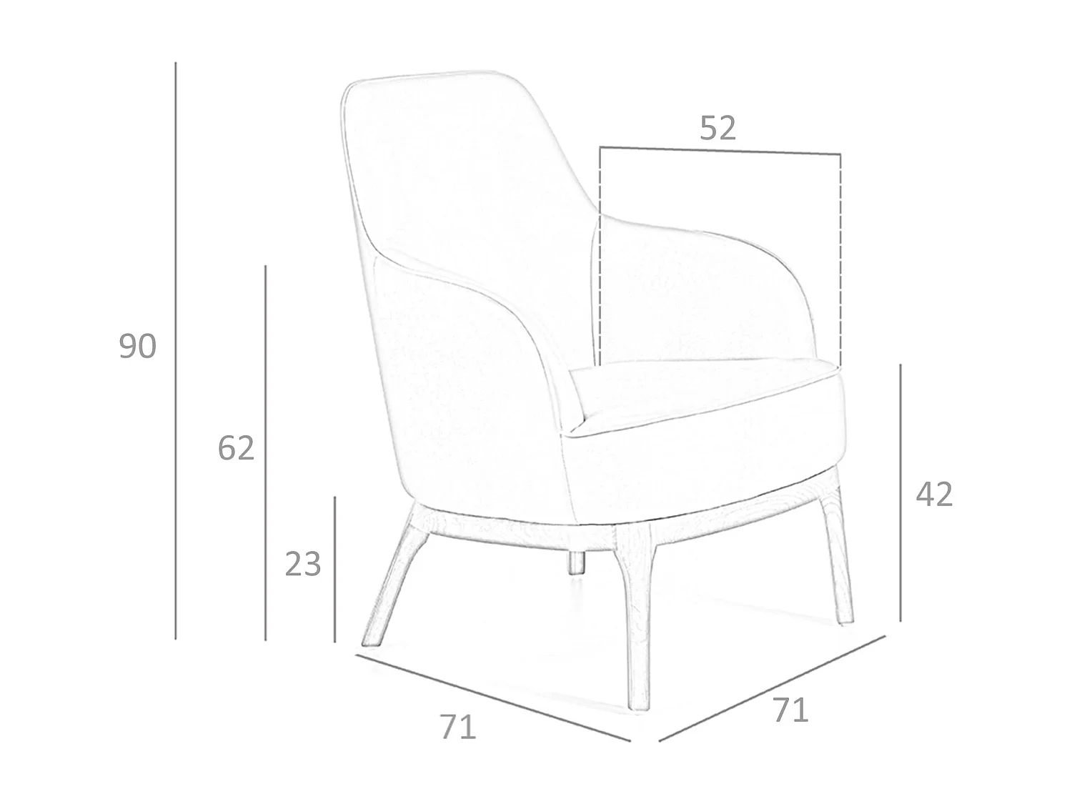 Poltrona rivestita in similpelle e gambe in legno di noce   5043 ANGEL CERDA