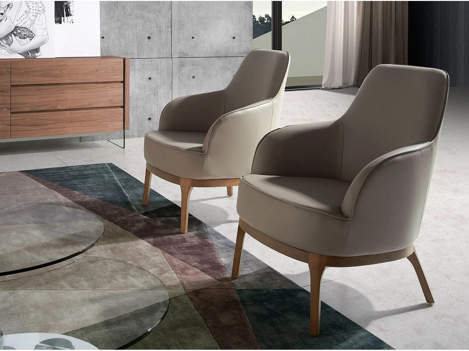 Fauteuil pivotant en similicuir gris taupe 5043 ANGEL CERDA