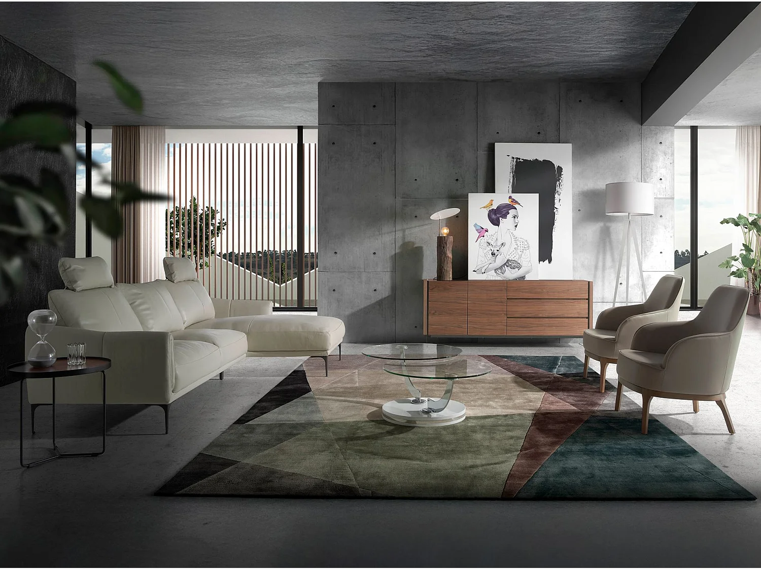 Fauteuil pivotant en similicuir gris taupe 5043 ANGEL CERDA