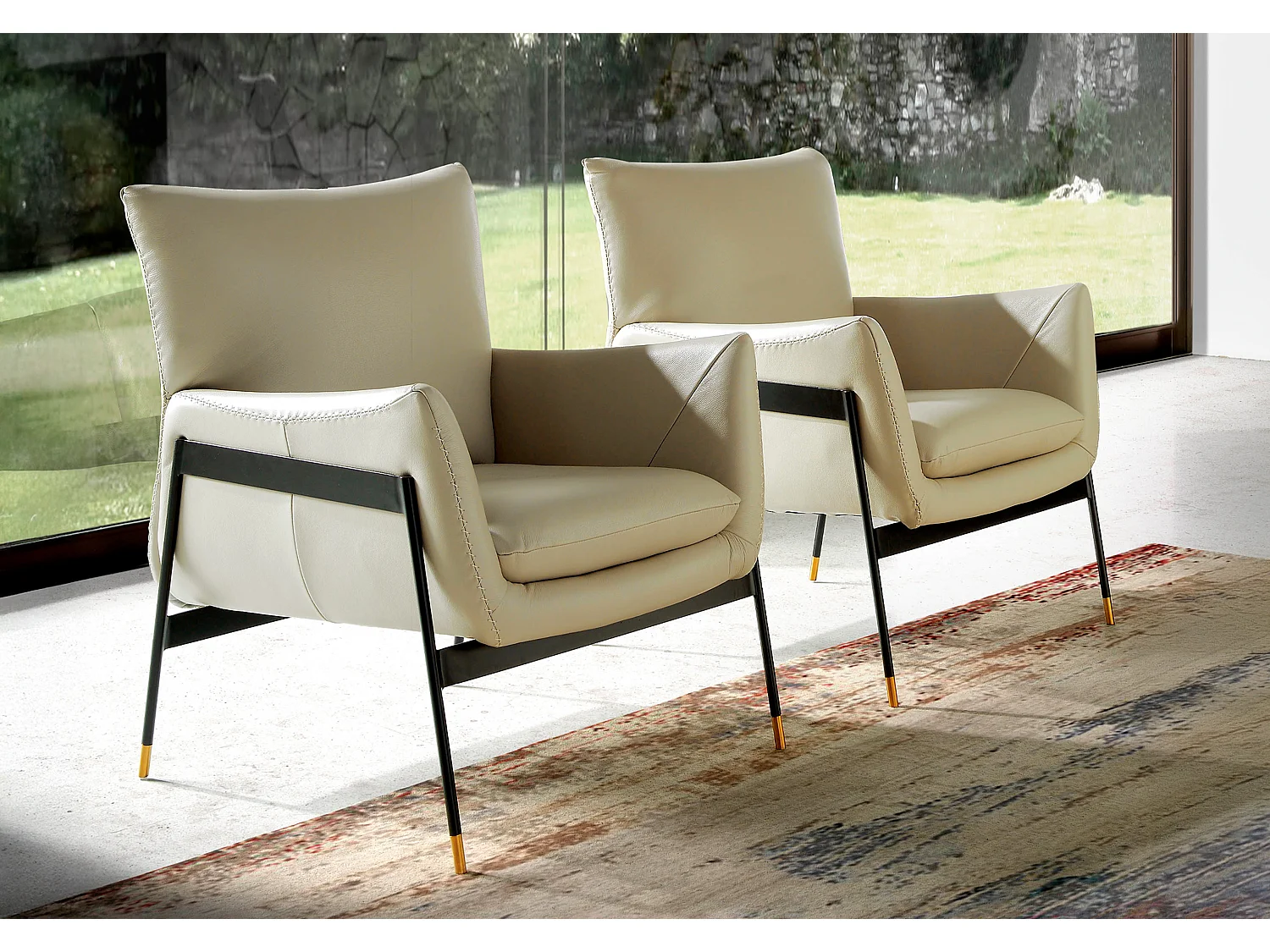 Fauteuil en cuir gris perle 5042 ANGEL CERDA