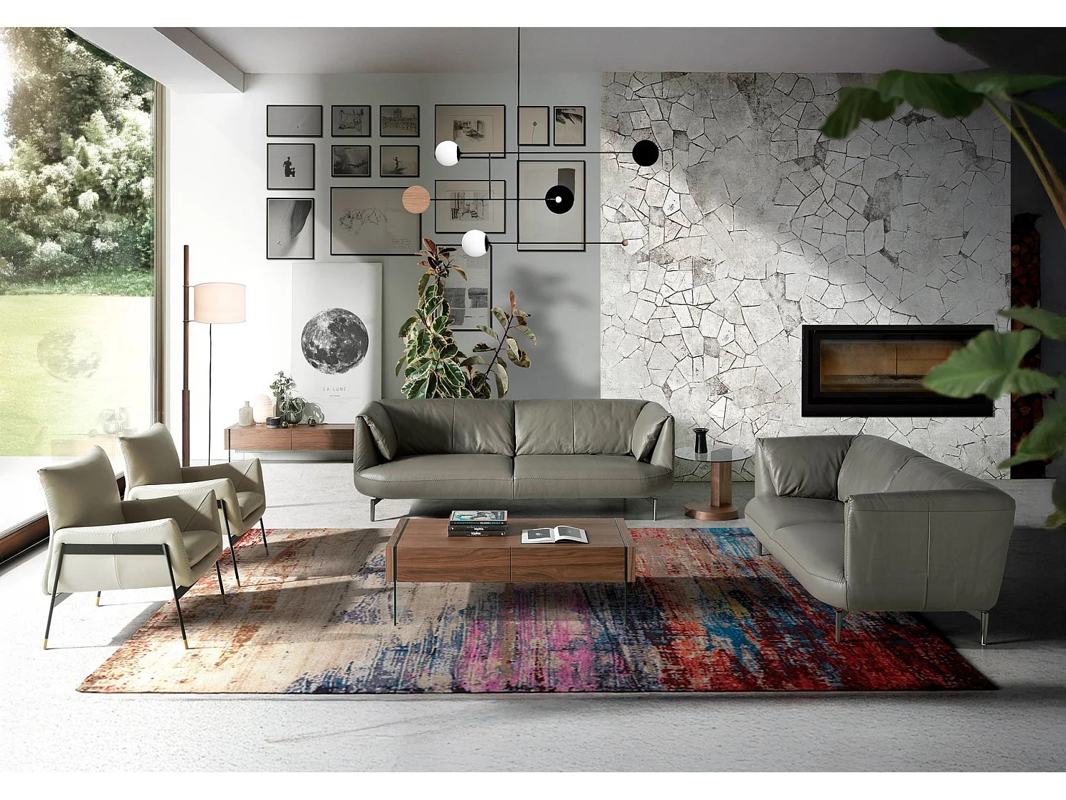 Fauteuil en cuir gris perle 5042 ANGEL CERDA