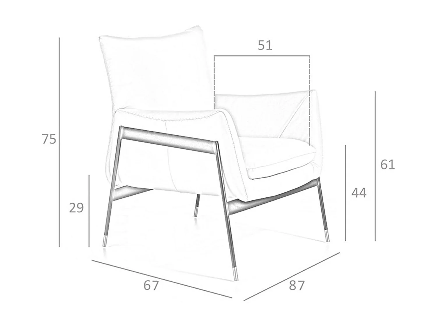 Fauteuil en cuir gris perle 5042 ANGEL CERDA