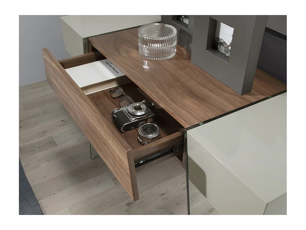 Konsolentisch Nussbaum und Glas  3029 ANGEL CERDA