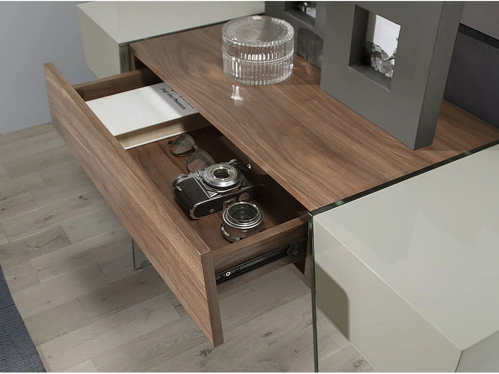 Konsolentisch Nussbaum und Glas  3029 ANGEL CERDA